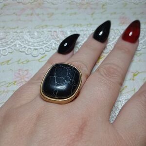Elegant Black and Gold Statement Ring